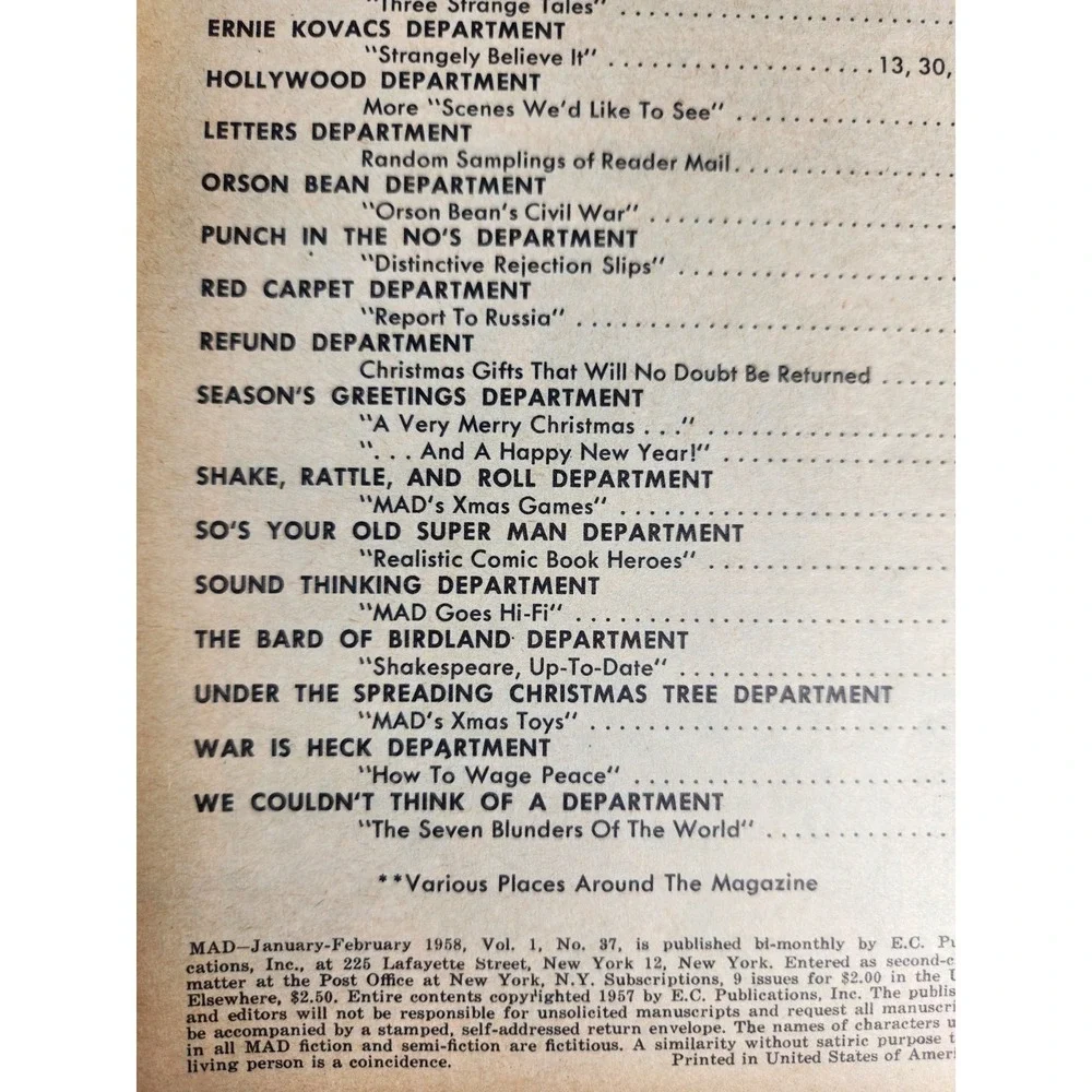 MAD Magazine #37 January 1958 EXCELLENT Condition!